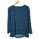 Sag Harbor Swirl Blue & Black Drape Front Long Sleeve Blouse XL Photo 1