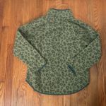 J. Crew green leopard print quilted‎ snap fleece pullover sweatshirt small Photo 2