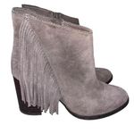 Arturo Chiang Reiden Gray Suede Fringe Booties Photo 0