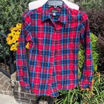 Wet Seal Red Plaid Button Down Blouse Photo 2