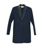 ALLSAINTS Lorie Leather Lapel Single Breasted Wool Coat 8 Black Quiet Luxury Photo 1