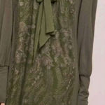Anthropologie  Tiny Green Olive Isla Lace Embroidered tie dress size M Photo 0