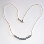 CSL Signed White Seed Bead Beaded Pewter Floral Dainty Boho Necklace Photo 1