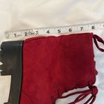 Rouge size 6 red velvet side zip lace front lug sole comfy ankle boots EUC Photo 13