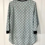 Tibi  Blouse Women Size XS Blue Geometric High Low V Neck Polyester Black Hemmed Photo 3