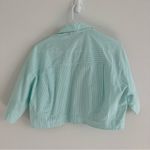 ZARA  Light Green Striped Button-Up Crop Shirt Size: XS Photo 8