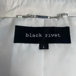 Black Rivet White Nylon Double Breasted Belted Trench Coat L Photo 5