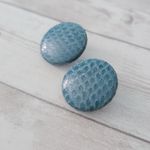 Vintage Clip On Earrings Blue Teal Scale Like Design Circle Photo 3