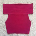 Babaton Aritzia Top Sculpt Knit Off-Shoulder Ribbed Cropped Pink Sz M Photo 3