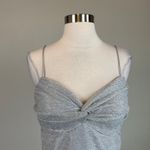 AQUA Sparkly Chiffon Long A-Line Evening Gown Silver Size 8 Formal Dress Photo 4