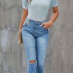 Blooming Jelly  Womens L Short Sleeve Blouse Business Casual Dressy Top Ribbed Photo 4