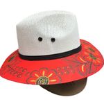 HAT MEXICAN Artisanal Hand Painted Fedora Floral Sombrero Panama Bohemian Red Photo 0