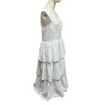 We Wore What NWT  Women’s XL Corset Tiered Cotton Eyelet Embroidered Midi Dress Photo 3