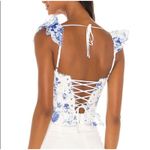 V. Chapman Provence Corset Bustier Top French Blue Floral Ruffle Lace Sz 0 Photo 2