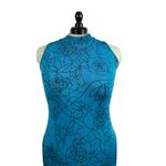 Floral Patterned Sleeveless Halter Dress With Mermaid Hem Blue Size L Photo 1