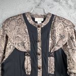 Cache Paris Womens 2 Piece Skirt Suit 4 Black Tan Baroque Jacquard Vintage 80s Photo 3