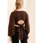 For Love & Lemons Cropped Amelia Sweater Chic Brown Knit with Back Tie Size XL Photo 10