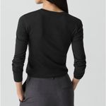 Theory Black Tiny Long-Sleeve Tee in Organic Cotton. Size L. MSRP $95 Photo 4