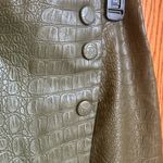 H&M Crocodile Pencil Skirt Green Faux Leather Size 6 Front Slit Chic Career Photo 1