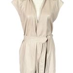 Marc New York knee length beige collared sleeveless belted open jacket vest S Photo 0