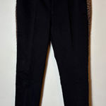 Zara Basic Black Leopard Print Trim Career Casual Pants Size Small Photo 0