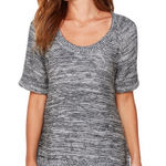 CAbi  Marled Ribbed Sweater Tee Gray Knit‎ Top M Minimalist Softcore Cotton Blend Photo 0