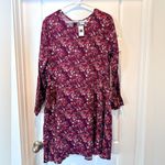 Gap Women's Burgundy Floral Swing Long Sleeve Dress Size XL NWT Photo 1