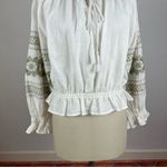 Anthropologie  Eri + Ali White Embroidered Peasant Blouse Photo 3