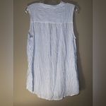 BeachLunchLounge Blue and White Striped Blouse 100% rayon Large Photo 3