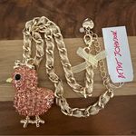 Betsey Johnson NEW  Orange Chicken Chick Chickadee Pendant Necklace Ribbon Bow Photo 0
