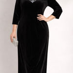 Bob Mackie Wearable Art Black Velvet Embellished Midi Dress 1X Evening Formal Photo 0