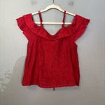 Anthropologie  Maeve Mandalay Open-Shoulder Blouse Pink Geometric Print Sz‎ Small Photo 3