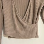 Abercrombie & Fitch Soft A&F Rugby Polo Plunge Wrap Ribbed Top Size Medium Tan Photo 4