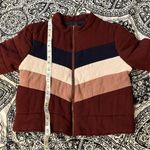 Bohme  Retro Maroon Chevron Puffer Jacket Photo 7