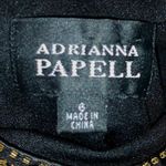 Adrianna Papell Black Beaded Egyptian Collar Midi Cocktail Dress 6 Ruched Waist Photo 6