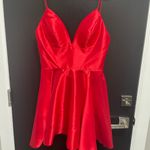 Sherri Hill NWT  Satin‎ cocktail Dress  with V-neck bodice Red size 12 $298 Photo 2