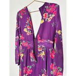 Mac Duggal  Purple Floral Georgette Plunging Neckline High Slit Gown Size 8 Photo 6