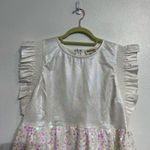 Peach Love California Peach Love White Shimmery Sequin Peplum Blouse Sz M Photo 2