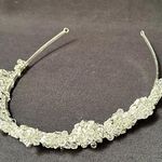 Lot Of 2 Women’s Silver Tone Hair Accessories Beaded Tiara Rhinestone Headband Photo 9