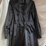Moon Collection  Double Breasted Black Trench Coat A Line Jacket Large Twee Femme Photo 0