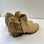 American Eagle  Boots Brown Tan‎ Suede Fringed Side Zip Womens Size 9.5 Photo 2