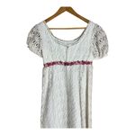 Vintage 70s White Lace Empire Waist Flower Dress Maxi Wedding Prairie Boho XS Photo 5