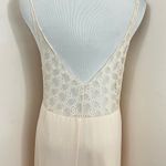 Vintage 70’s Peach Nylon & Lace Maxi NightGown Plunging Neckline L Pink Size L Photo 4