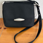 Vtg United Colors Of Benetton Black Nylon Shoulder Purse Silver Hardware Photo 0