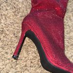 Shoe Dazzle Red Bedazzled Heeled Boots Size 9 Photo 4
