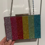 ZARA  Rainbow Glitter Metallic Clutch Shoulder Bag Handbag Purse Chain Photo 0