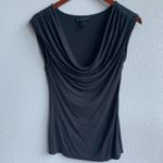 Wyton Black Blouse with Drape Front and Zipper Hem XS Photo 0