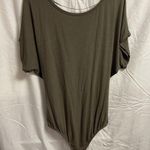 Women’s Twist Back Short Sleeve Olive Green Thong Bodysuit Size Large NWT Photo 0