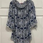 Lilly Pulitzer  Nita Cover Up Womens Blue White Print Off Shoulder Size XS Photo 0