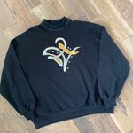 Jerzees Vintage Womens Made in USA Embroidered Black Turtleneck Sweater Sz M Photo 2